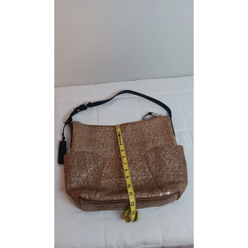 Cole Haan Vegan Leather Embossed Hobo Bag Gold / Black